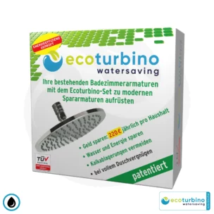 ecoturbino® Überkopfbrause - Regendusche SET Legio | ET10L Wasserspar Adapter + Überkopf Duschkopf