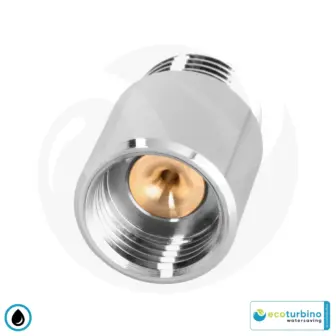 ecoturbino® DELUXE ET10L Válvula de ahorro de agua en la ducha | Ahorre agua y energía (gas, electricidad) | Reduzca los costes hasta 40% al ducharse + vaciar la alcachofa de la ducha | Plata