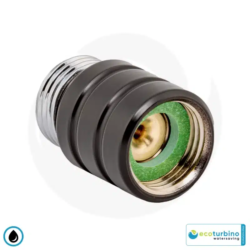 ecoturbino® ET10L Water-Saving Shower Adapter | Save Water and Energy (Gas, Electricity) | Reduce Costs by up to 40% when Showering + Emptying the Shower Head | black