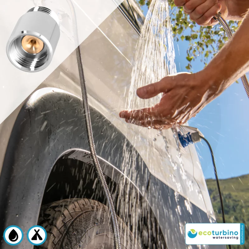 Camping shower head SET, silver | ecoturbino® ECOCAMP