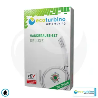 Ducha DELUXE Set de ducha 10 Legio plata | ecoturbino® ET10L Adaptador para ahorro de agua + Manguera de ducha + Ducha de DISEÑO