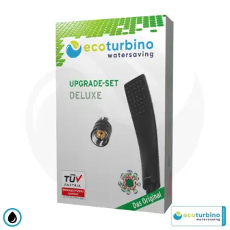 Ducha de mano DELUXE UPGRADE SET 10 Legio, negro | ecoturbino® | ET10L Adaptador para ahorro de agua + Ducha de mano de diseño - Ducha de mano