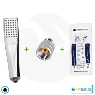 Ducha de mano DELUXE UPGRADE SET 10 Legio, plata | ecoturbino® | ET10L Adaptador para ahorro de agua + Ducha de mano de diseño - Ducha de mano