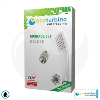 Ducha de mano DELUXE UPGRADE SET 10 Legio, plata | ecoturbino® | ET10L Adaptador para ahorro de agua + Ducha de mano de diseño - Ducha de mano