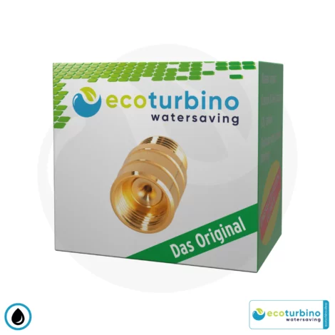 ecoturbino® ET10L Wasserspar Duschadapter | gold | Wasser sparen und Energie (Strom) sparen | bis zu 40% Kosten reduzieren beim Duschen + Duschkopf entleeren