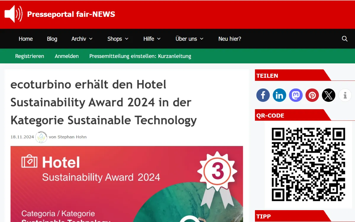 Presseportal fair-news ecoturbino