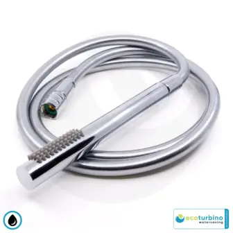 DELUXE S SET alcachofa de ducha, plata | Adaptador para ahorro de agua + flexo de ducha + teleducha DESIGN | ecoturbino
