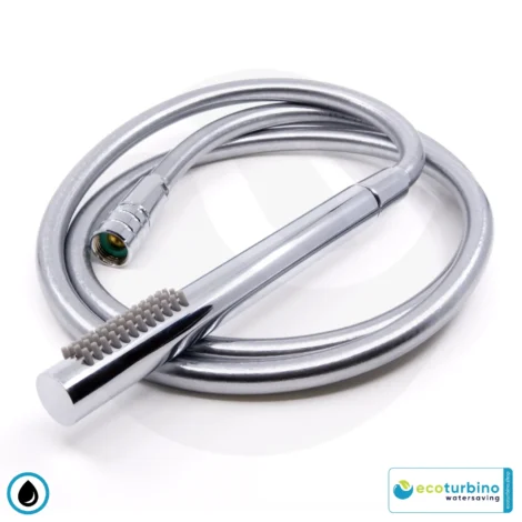 DELUXE S SET shower head, silver | Water-saving adapter + shower hose + DESIGN hand shower | ecoturbino®